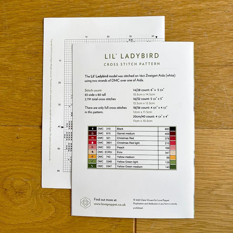 Lil' Ladybird Cross Stitch Kit (Hoop not included) - Shop at Persephone's Hearth