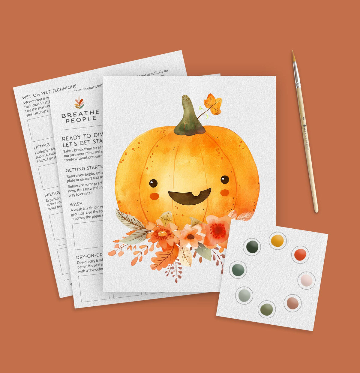 Limited Edition "Floral Pumpkin" All - In - One Watercolor Kit - Shop at Persephone's Hearth
