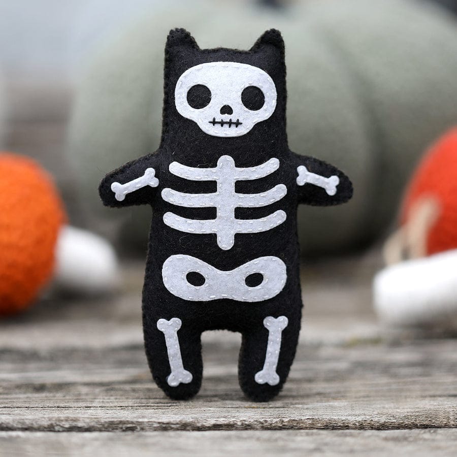 *Limited Edition* Skeleton Cat Embroidery & Felt Doll Kit - Shop at Persephone's Hearth