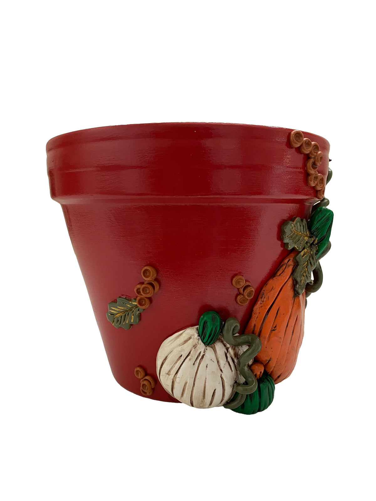 Making Olás Pottery 6" Limited Edition Red Pumpkin Motif Plant Pot