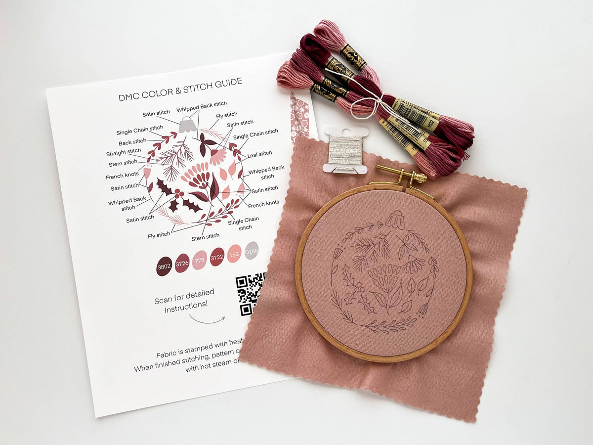 Matryoshka Doll Shop Christmas Bauble Embroidery Kit, Tree Ornament Craft Kit DIY