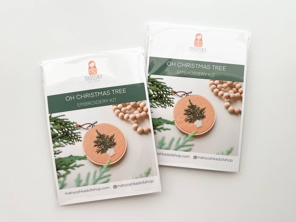 Matryoshka Doll Shop Christmas tree embroidery kit, beginner embroidery DIY kit