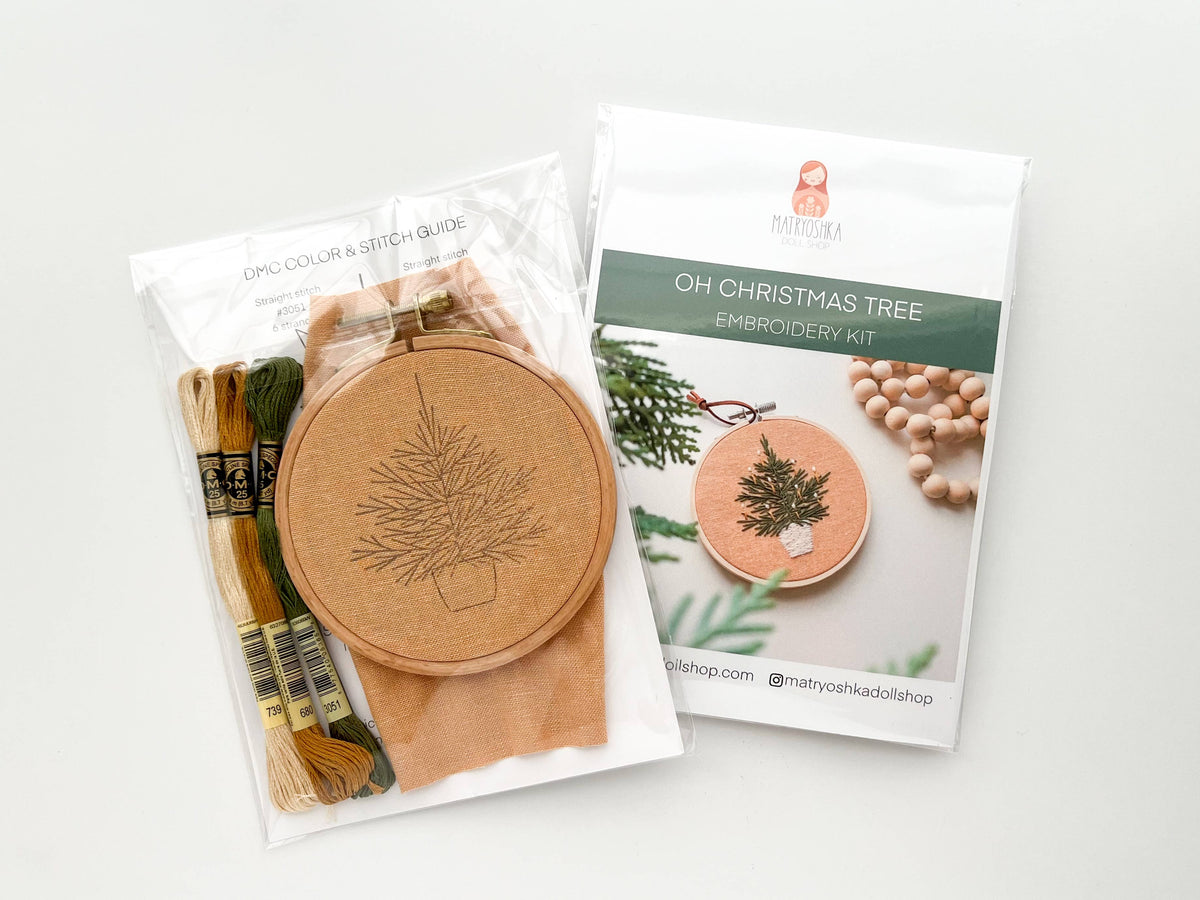 Matryoshka Doll Shop Christmas tree embroidery kit, beginner embroidery DIY kit