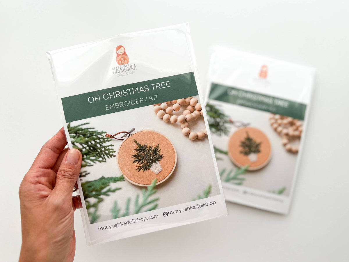 Matryoshka Doll Shop Christmas tree embroidery kit, beginner embroidery DIY kit