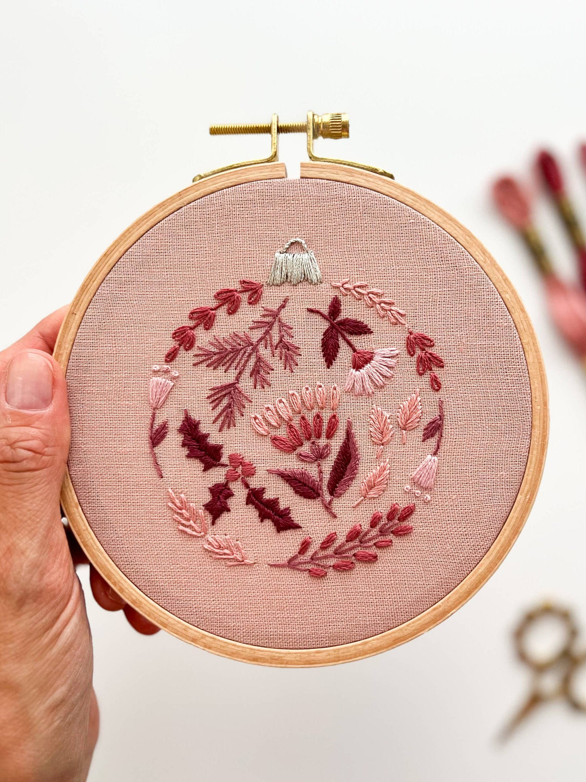 Matryoshka Doll Shop Embroidery Kit 5" Christmas Bauble Embroidery Kit