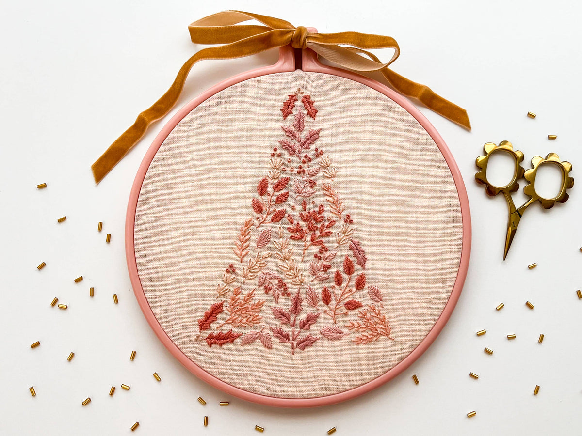Matryoshka Doll Shop Pink Christmas Tree Embroidery Kit