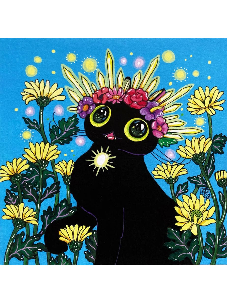 Midsummer Kitty Art Print, 7.9" x 7.9" - Shop at Persephone's Hearth