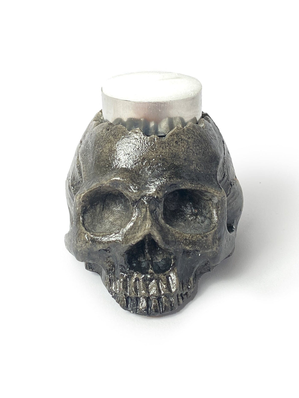 Moderniche Candle Holder Grey Concrete Skull Tealight Candle Holder | Halloween Decor