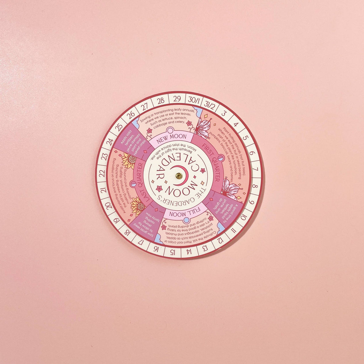 Moon Phase Calendar Spinner Planting Guide - Shop at Persephone's Hearth
