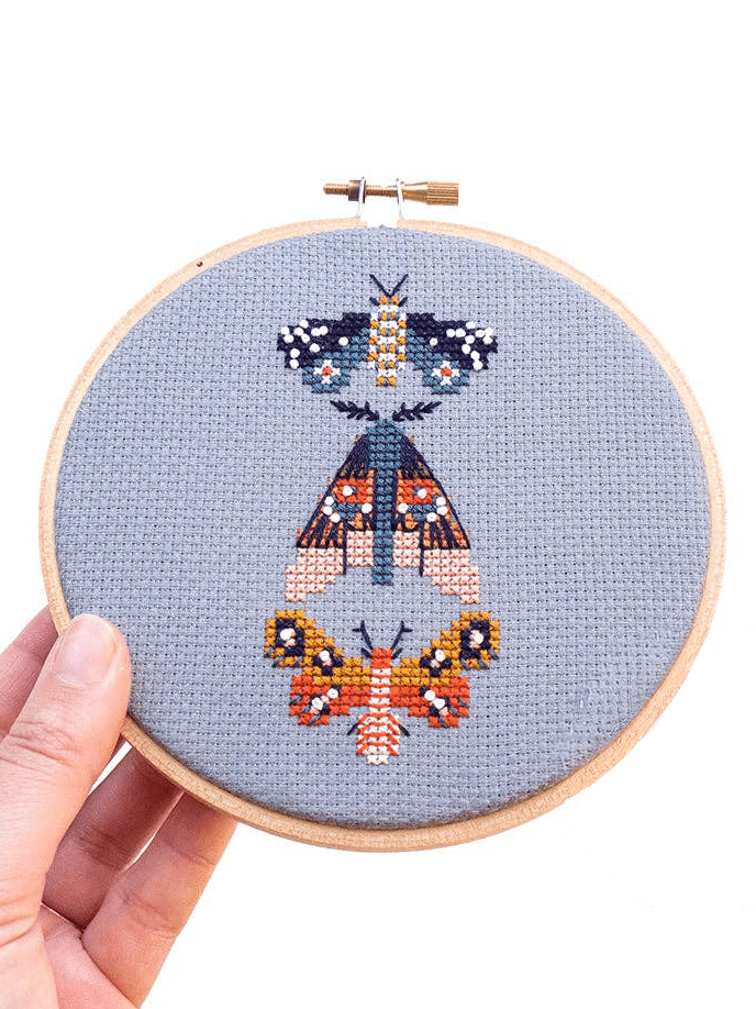 Moths Cross Stitch Kit - Shop at Persephone's Hearth