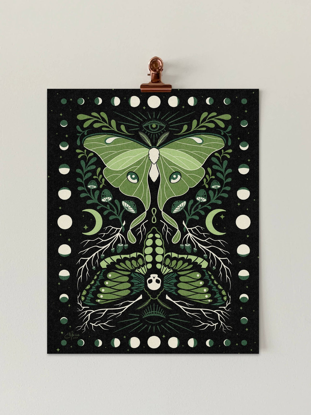 Moths & Moons Art Print, Multiple Sizes - Shop at Persephone's Hearth