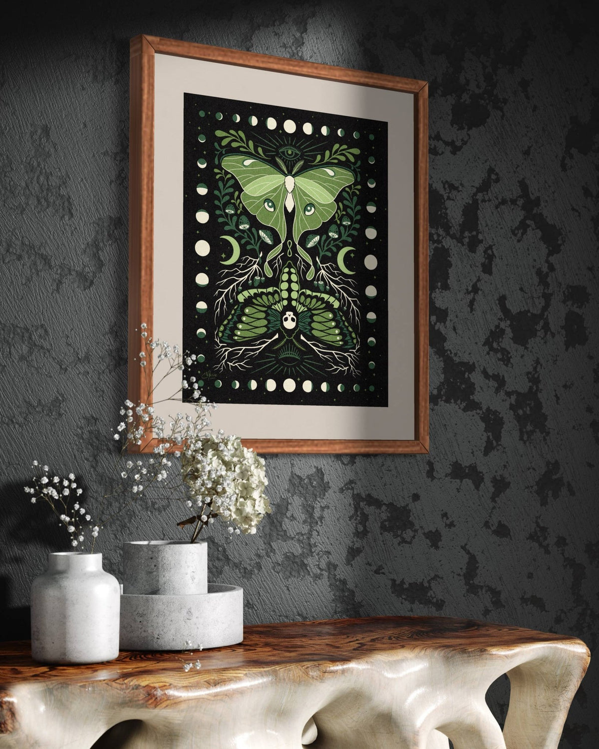 Moths & Moons Art Print, Multiple Sizes - Shop at Persephone's Hearth