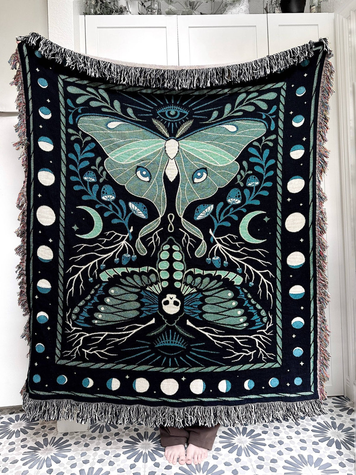 Moths Woven Throw Blanket, multiple sizes - Shop at Persephone's Hearth