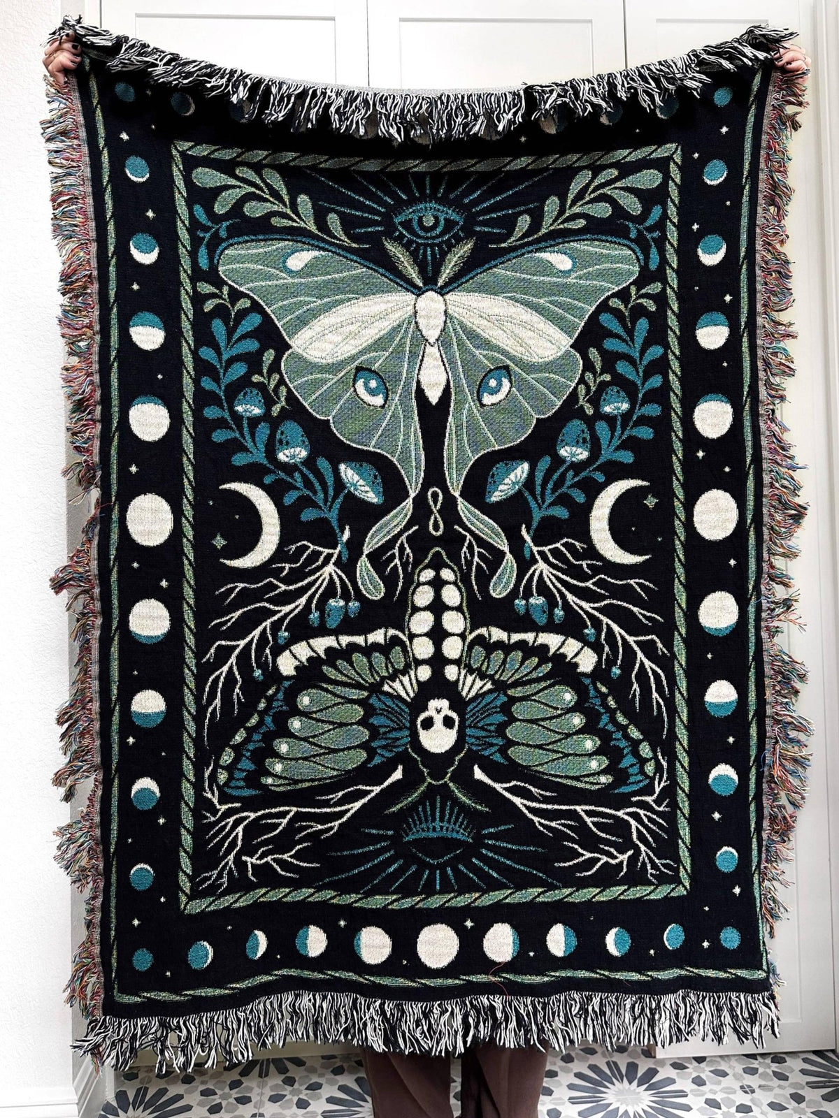Moths Woven Throw Blanket, multiple sizes - Shop at Persephone's Hearth