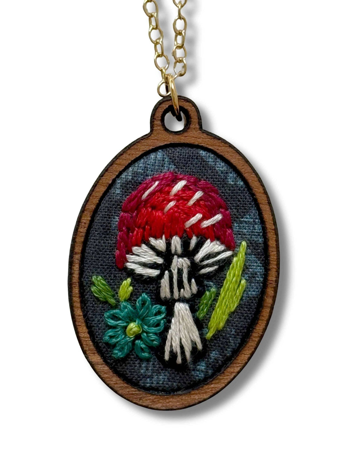 Mushroom Embroidery Necklace Kit - Shop at Persephone's Hearth