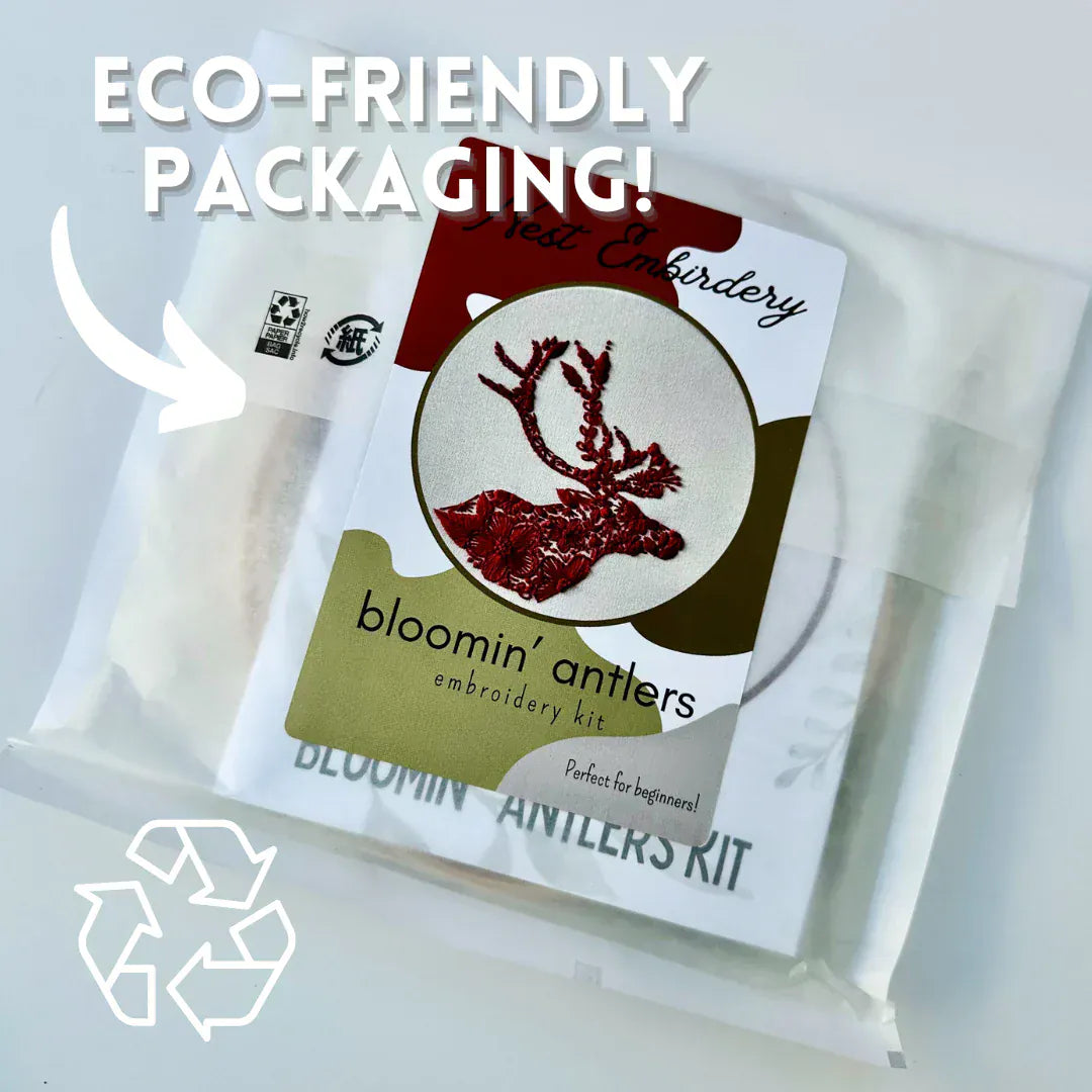 Nest Embirdery Embroidery Kit 6" Beginner Bloomin' Antlers Embroidery Kit