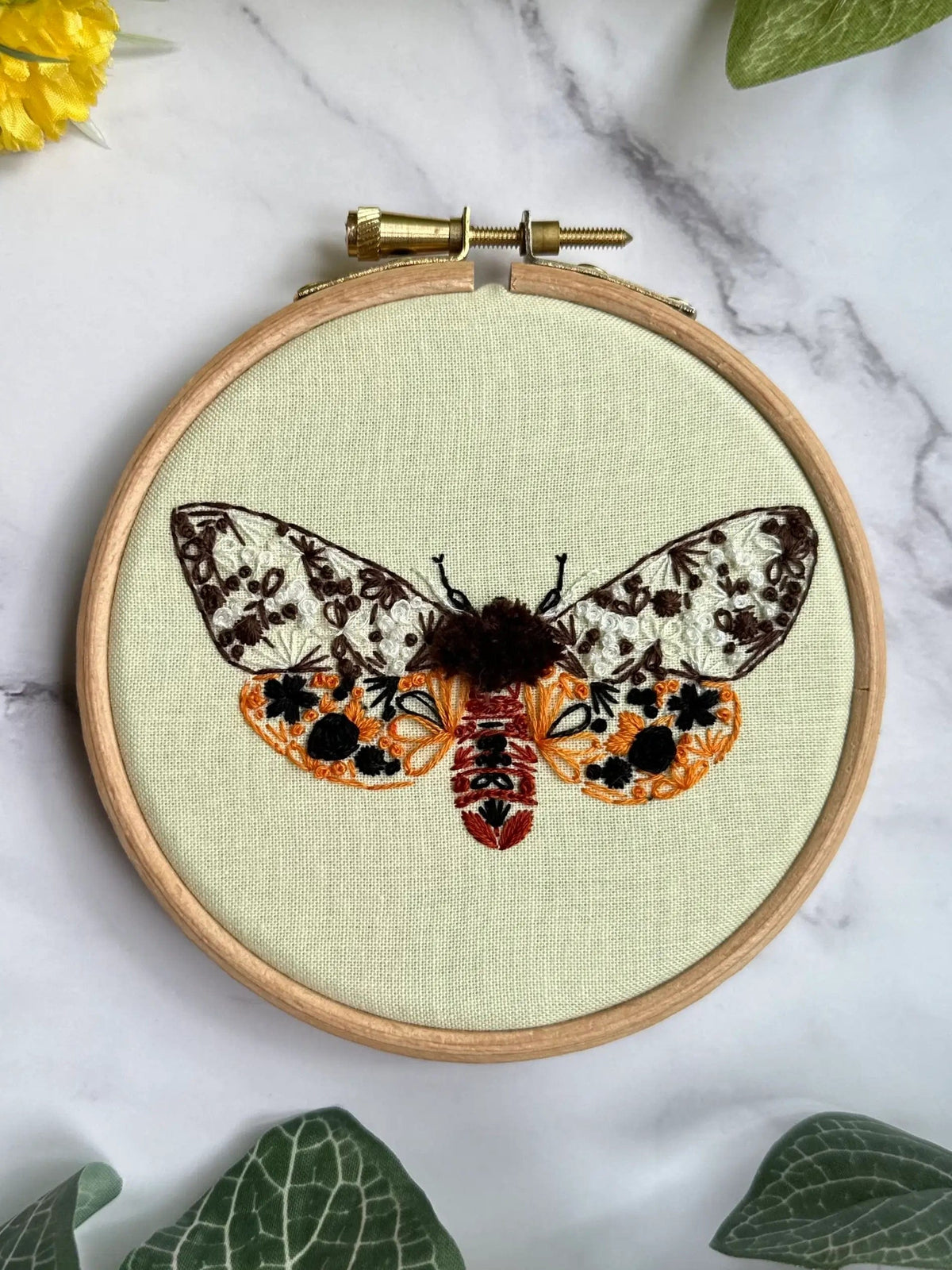 Nest Embirdery Embroidery Kit *Late January pre-order* 4" Beginner Garden Tiger Moth Embroidery Kit