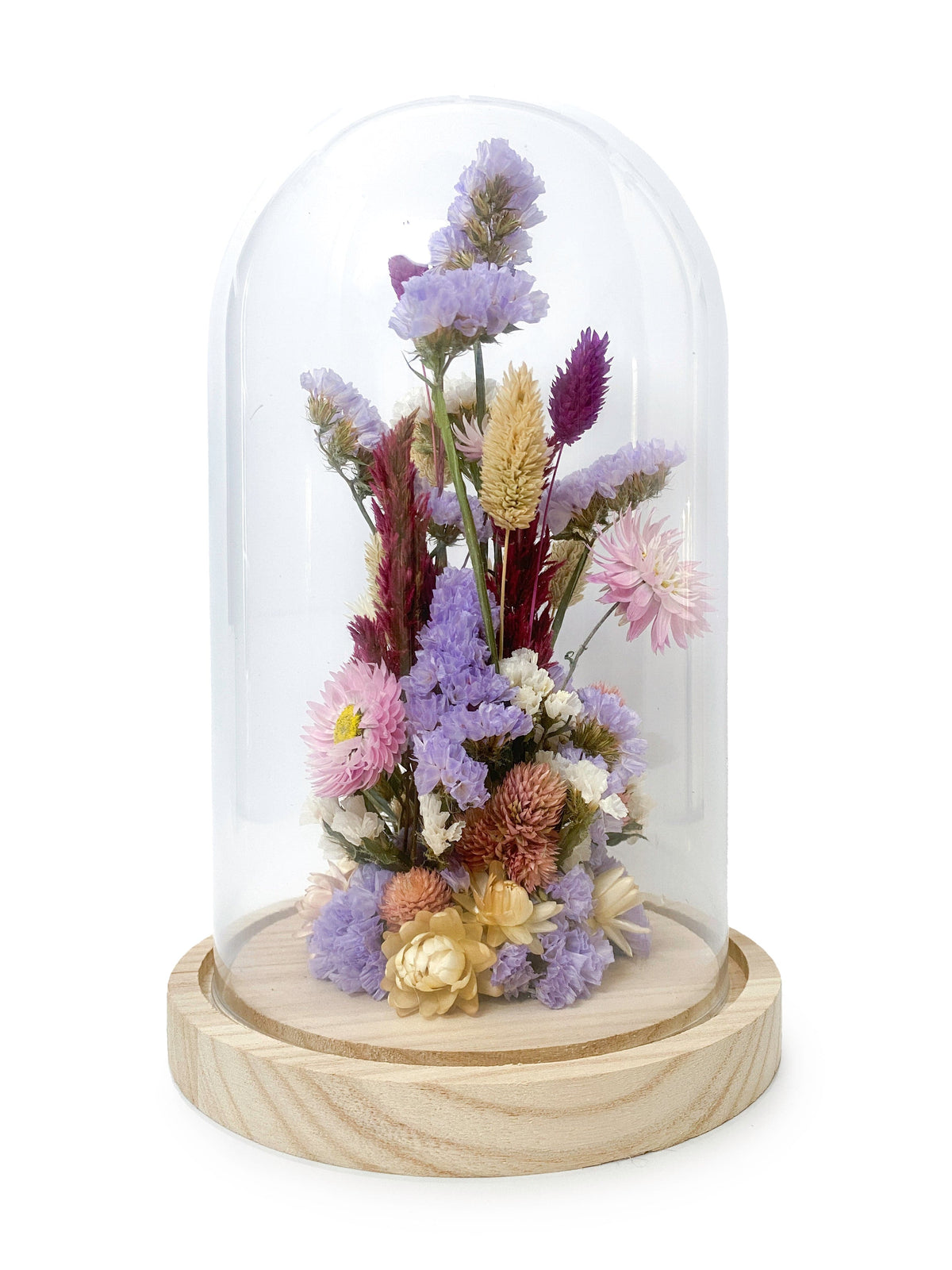 Polhine Dried flower cloche Large Dried Flower Cloche in Purple and Pink