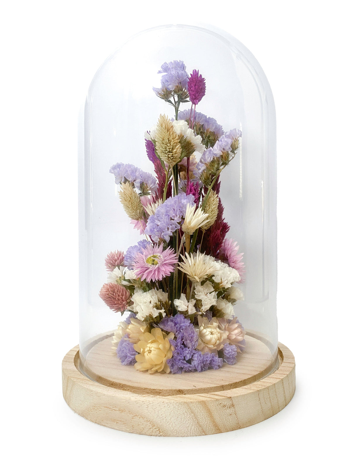 Polhine Dried flower cloche Large Dried Flower Cloche in Purple and Pink