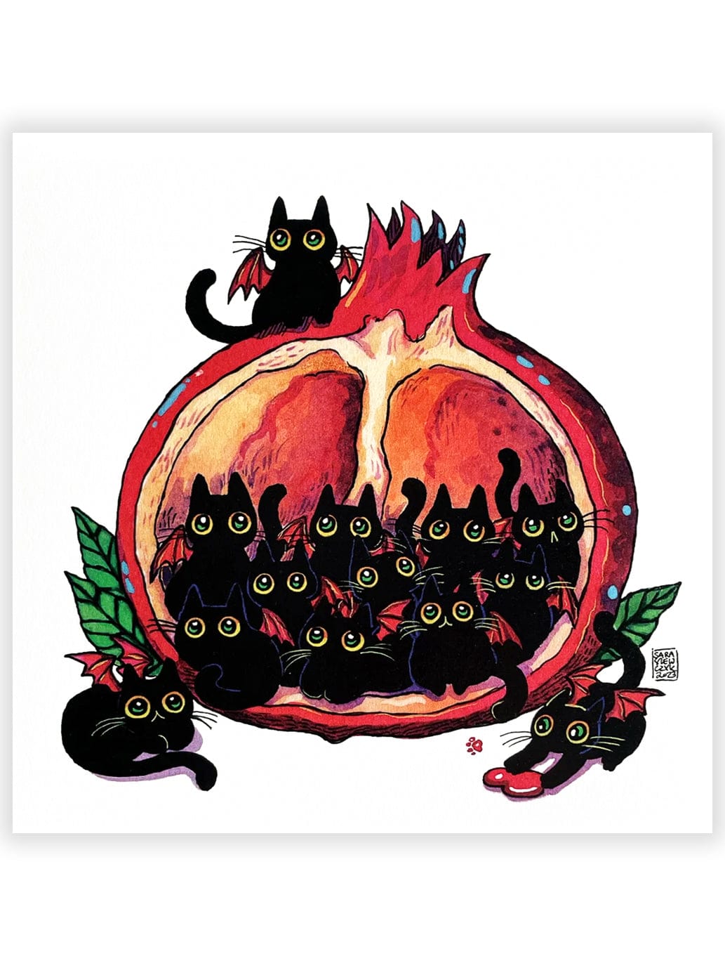 Pomegranate Devilish Cats Art Print, 11.8" x 11.8" - Shop at Persephone's Hearth