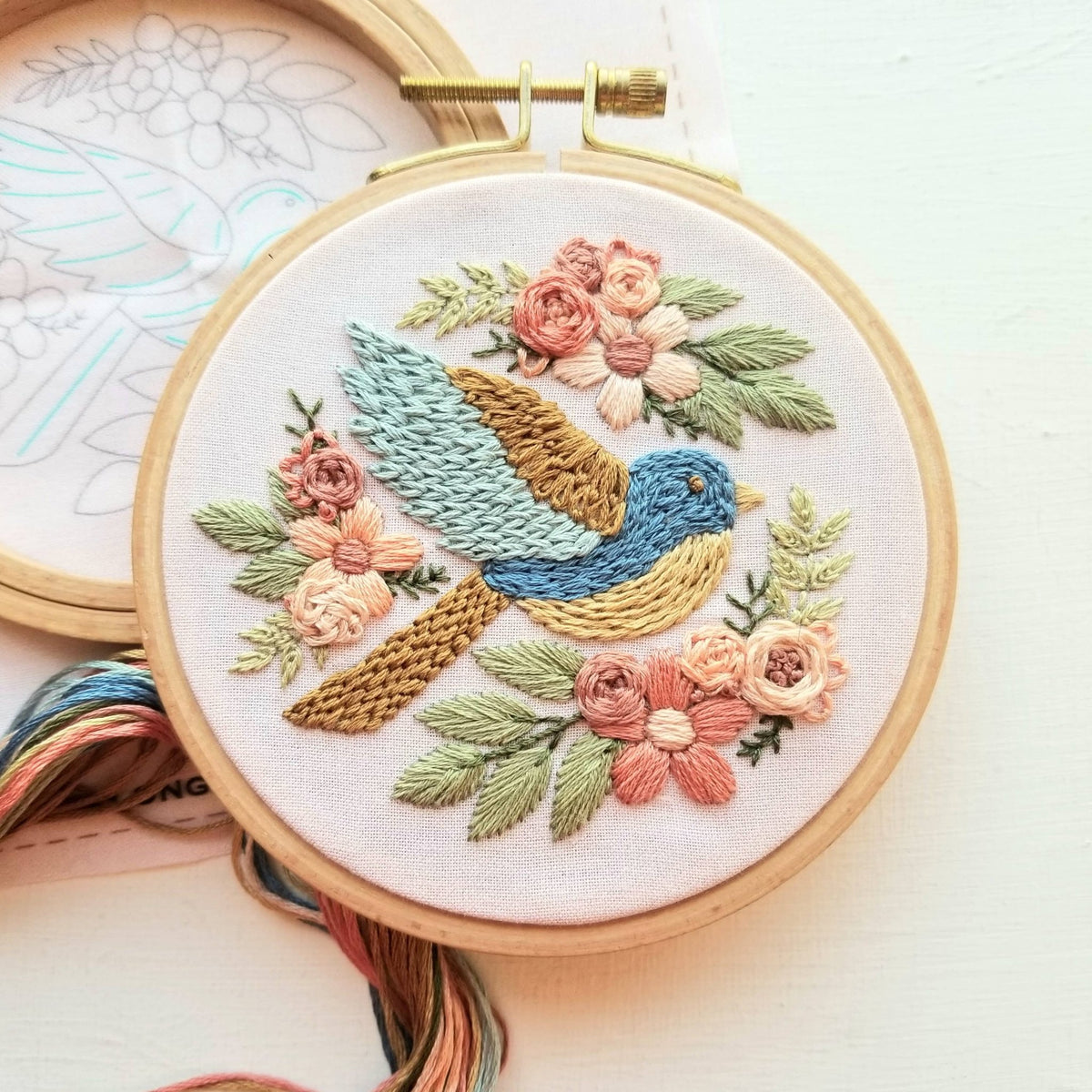 *Pre - Order* 4" Beginner Bluebird Sampler Embroidery Kit - Shop at Persephone's Hearth