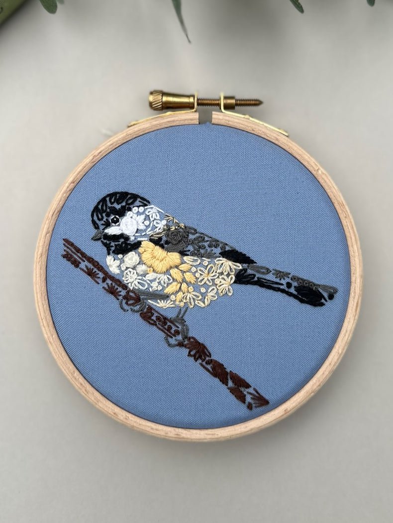 *Pre-order* 4" Beginner Chickadee-dee Embroidery Kit - Shop at Persephone's Hearth