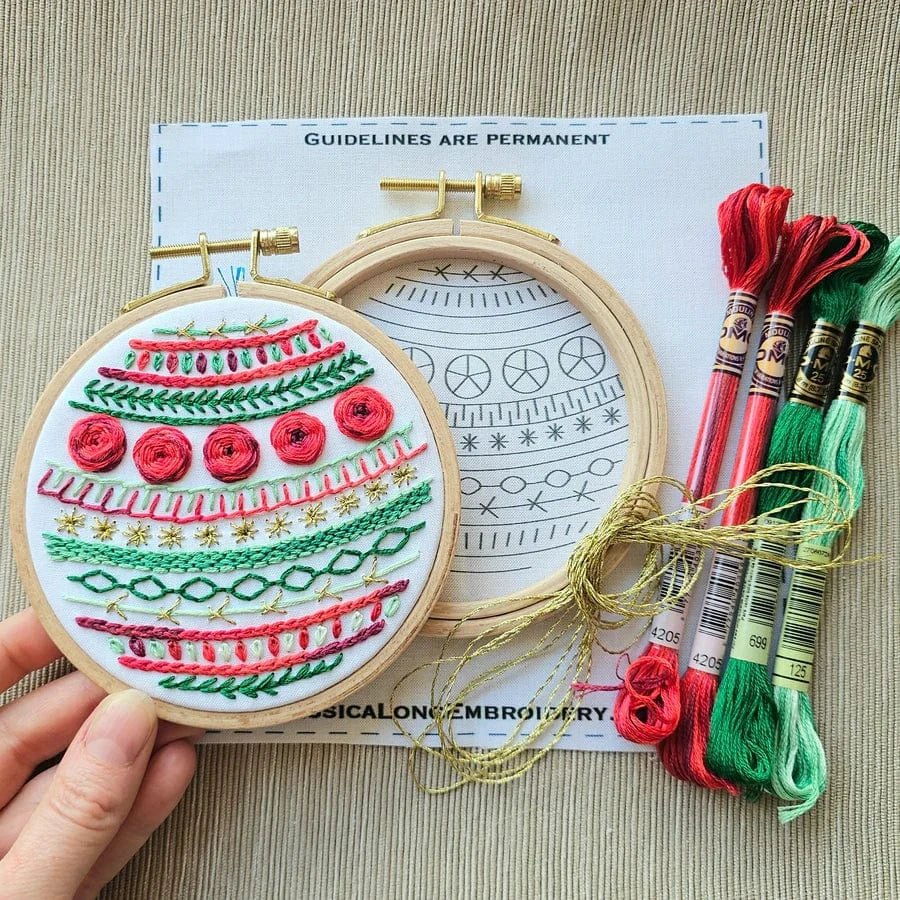 *Pre - Order* 4" Beginner Deck the Halls Embroidery Kit - Shop at Persephone's Hearth