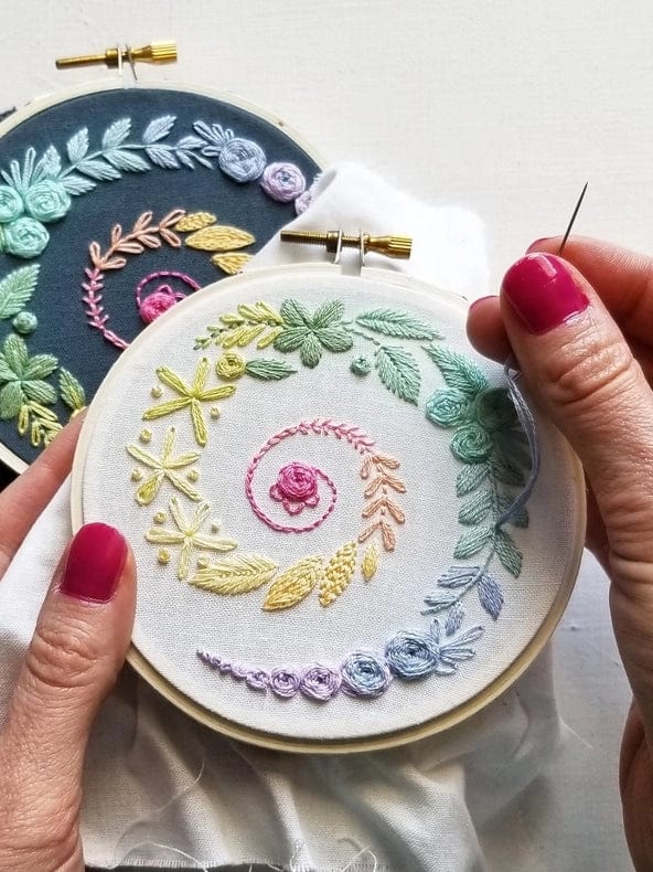 *Pre - Order* 4" Beginner Ivory Spiral Sampler Embroidery Kit - Shop at Persephone's Hearth