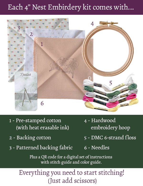 *Pre-order* 4" Beginner Orca Island Embroidery Kit - Shop at Persephone's Hearth