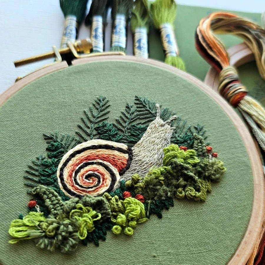 *Pre - Order* 4" Magic Snail Embroidery Kit - Shop at Persephone's Hearth