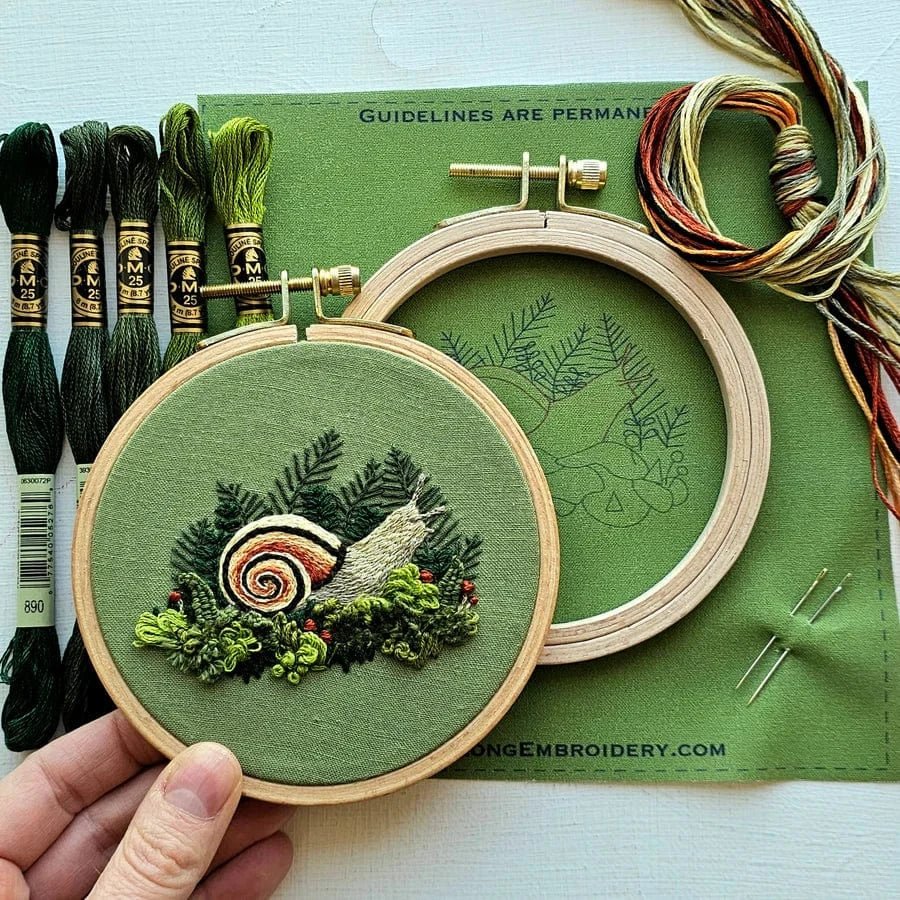 *Pre - Order* 4" Magic Snail Embroidery Kit - Shop at Persephone's Hearth