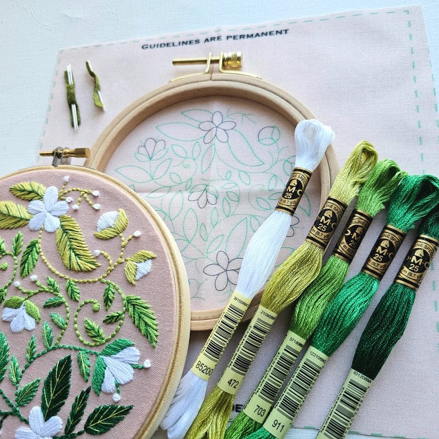 *Pre - order* 5" Beginner Blissful Blooms Embroidery Kit - Shop at Persephone's Hearth