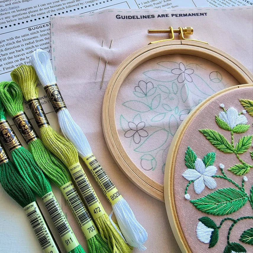 *Pre - order* 5" Beginner Blissful Blooms Embroidery Kit - Shop at Persephone's Hearth