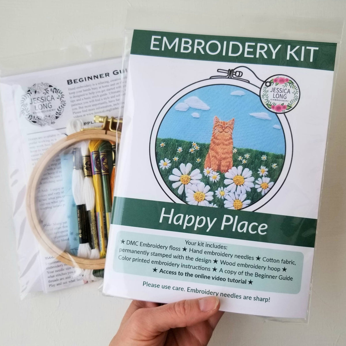 *Pre - order* 5" Happy Cat Embroidery Kit - Shop at Persephone's Hearth