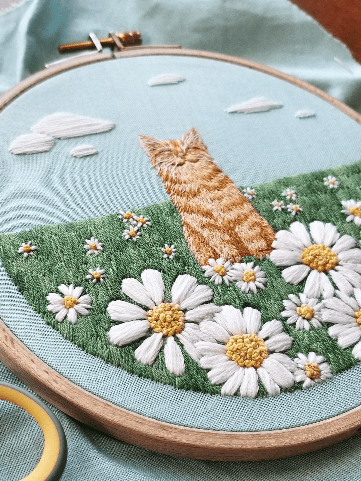 *Pre - order* 5" Happy Cat Embroidery Kit - Shop at Persephone's Hearth