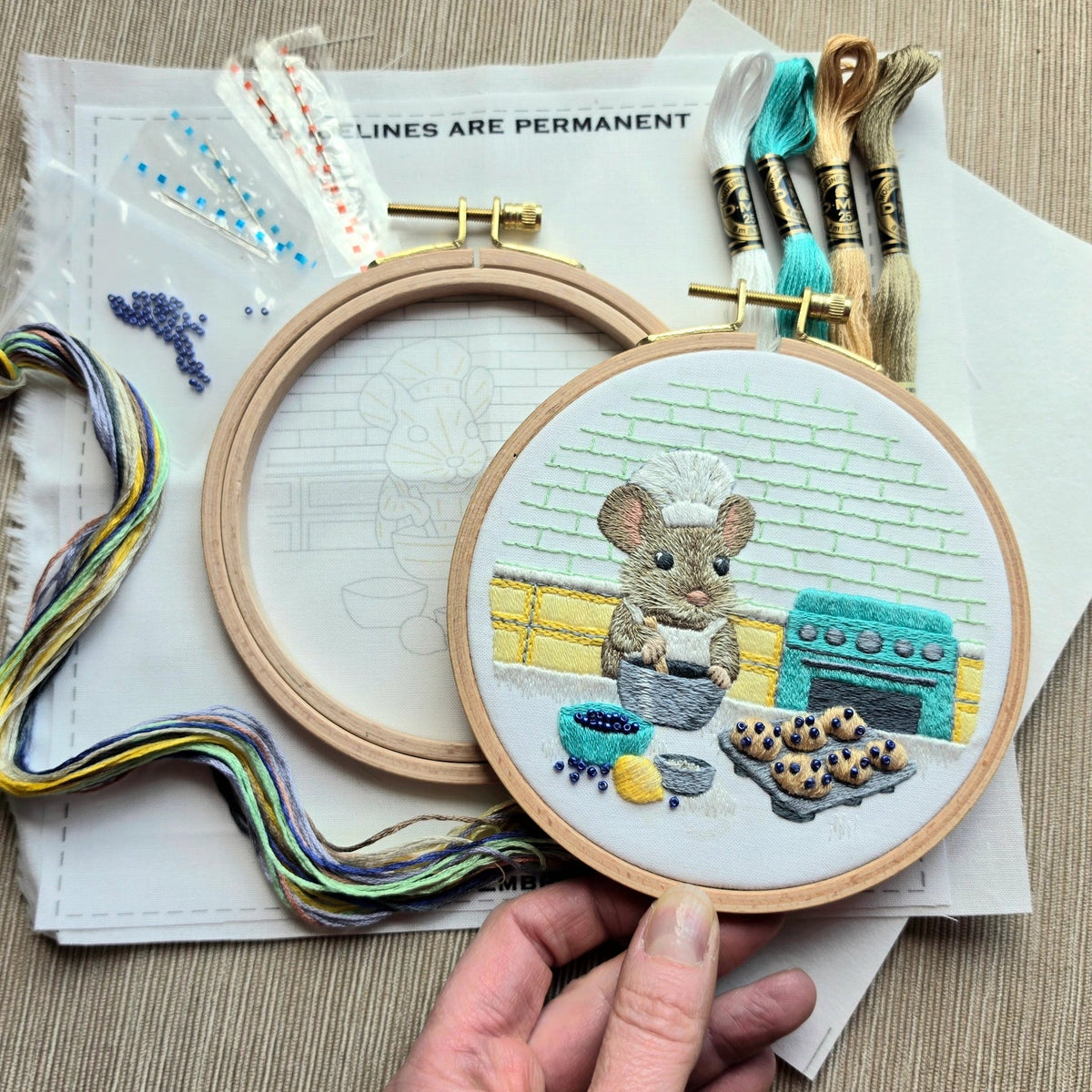 *Pre-order* 5" Muffin Mouse Embroidery Kit - Shop at Persephone's Hearth