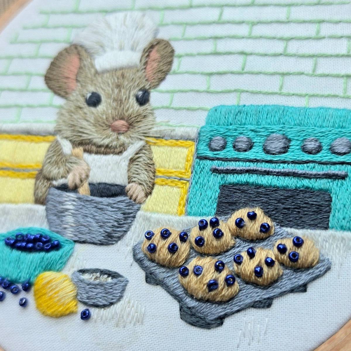*Pre-order* 5" Muffin Mouse Embroidery Kit - Shop at Persephone's Hearth