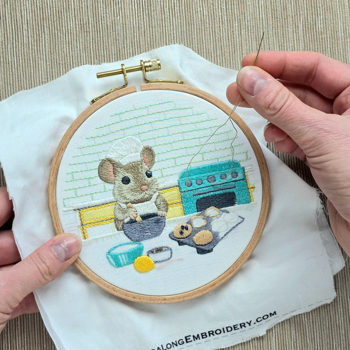*Pre-order* 5" Muffin Mouse Embroidery Kit - Shop at Persephone's Hearth