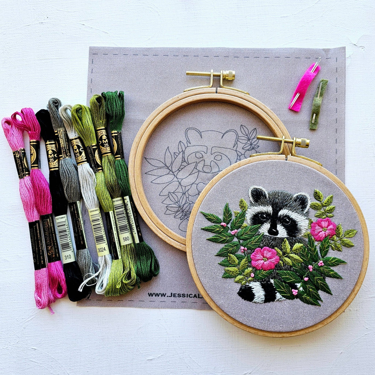 *Pre - Order* 5" Raccoon Embroidery Kit - Shop at Persephone's Hearth