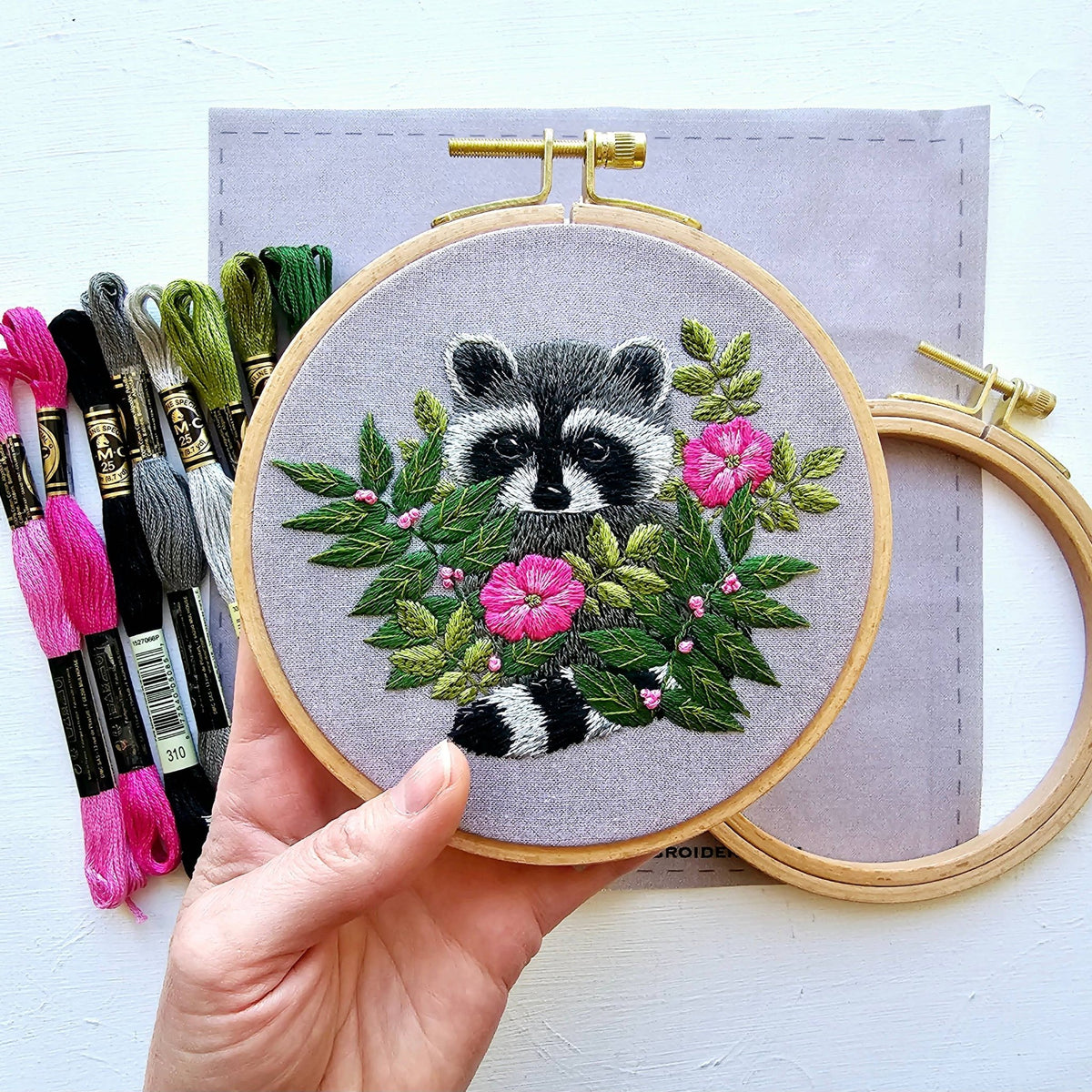 *Pre - Order* 5" Raccoon Embroidery Kit - Shop at Persephone's Hearth