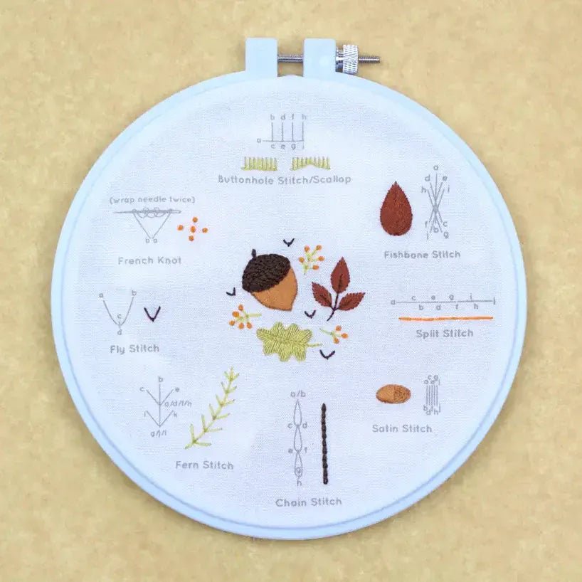 *Pre - Order* 6" Beginner "Autumn" Embroidery Sampler - Shop at Persephone's Hearth