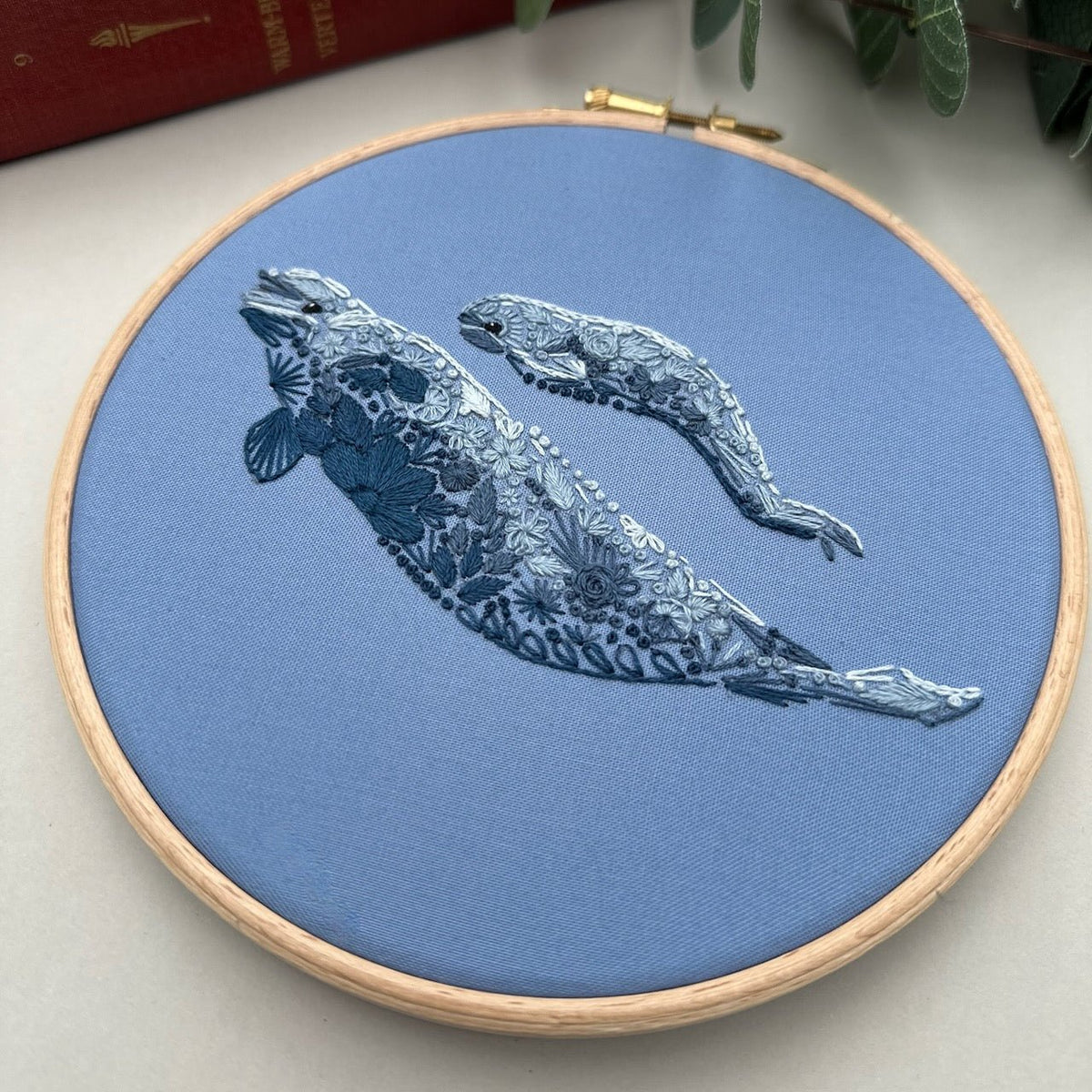 *Pre-order* 6" Beginner Baby Beluga Embroidery Kit - Shop at Persephone's Hearth