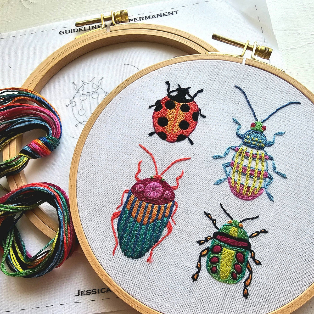 *Pre - Order* 6" Beginner Beetle Collection Embroidery Kit - Shop at Persephone's Hearth