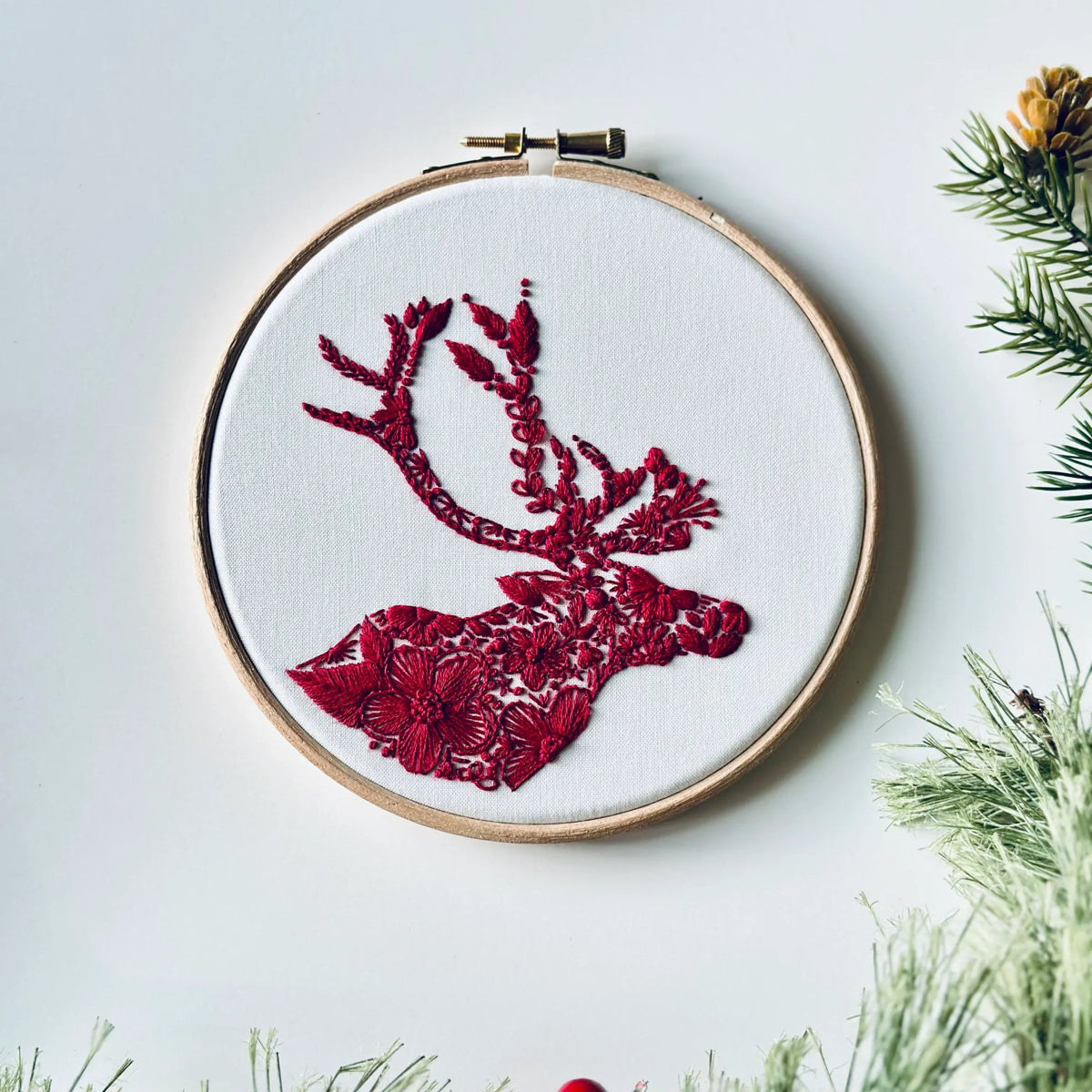 *Pre - order* 6" Beginner Bloomin' Antlers Embroidery Kit - Shop at Persephone's Hearth