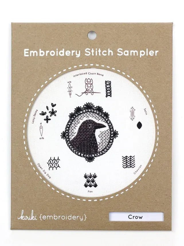 *Pre - Order* 6" Beginner "Crow" Embroidery Sampler - Shop at Persephone's Hearth