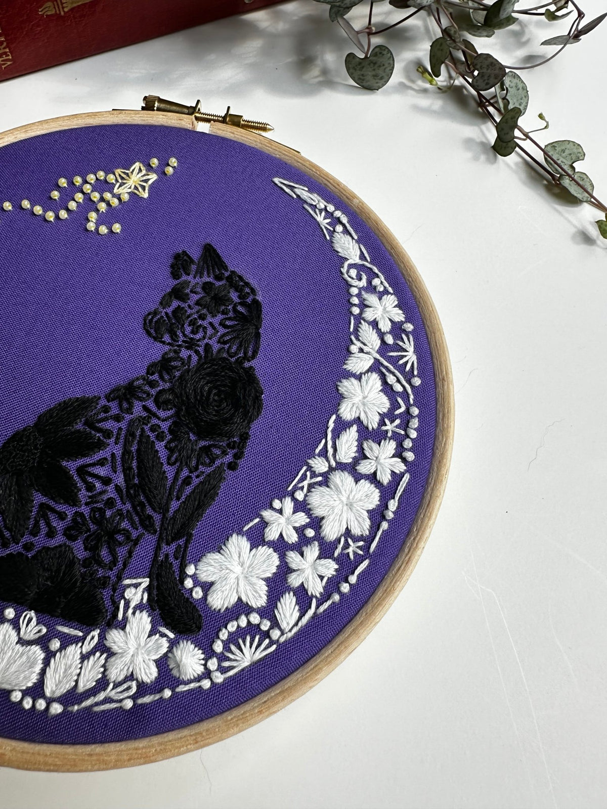 *Pre-order* 6" Beginner Moonbound Black Cat Embroidery Kit - Shop at Persephone's Hearth