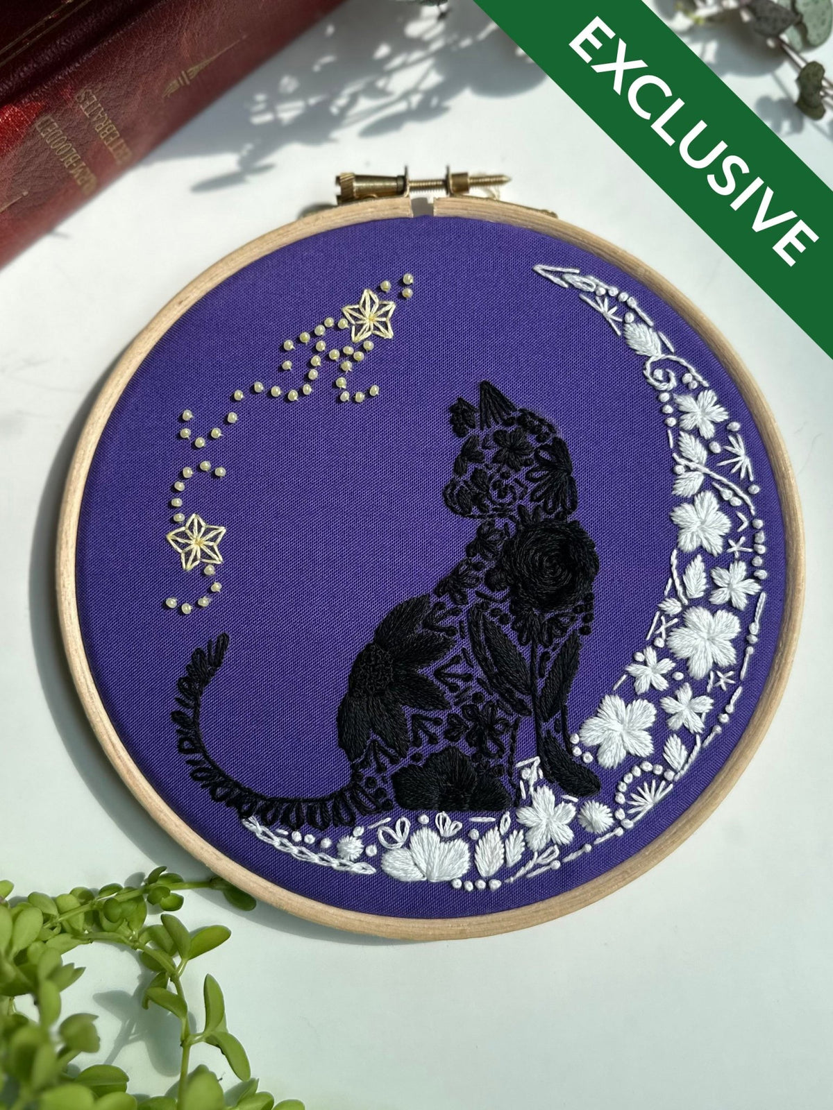 *Pre-order* 6" Beginner Moonbound Black Cat Embroidery Kit - Shop at Persephone's Hearth
