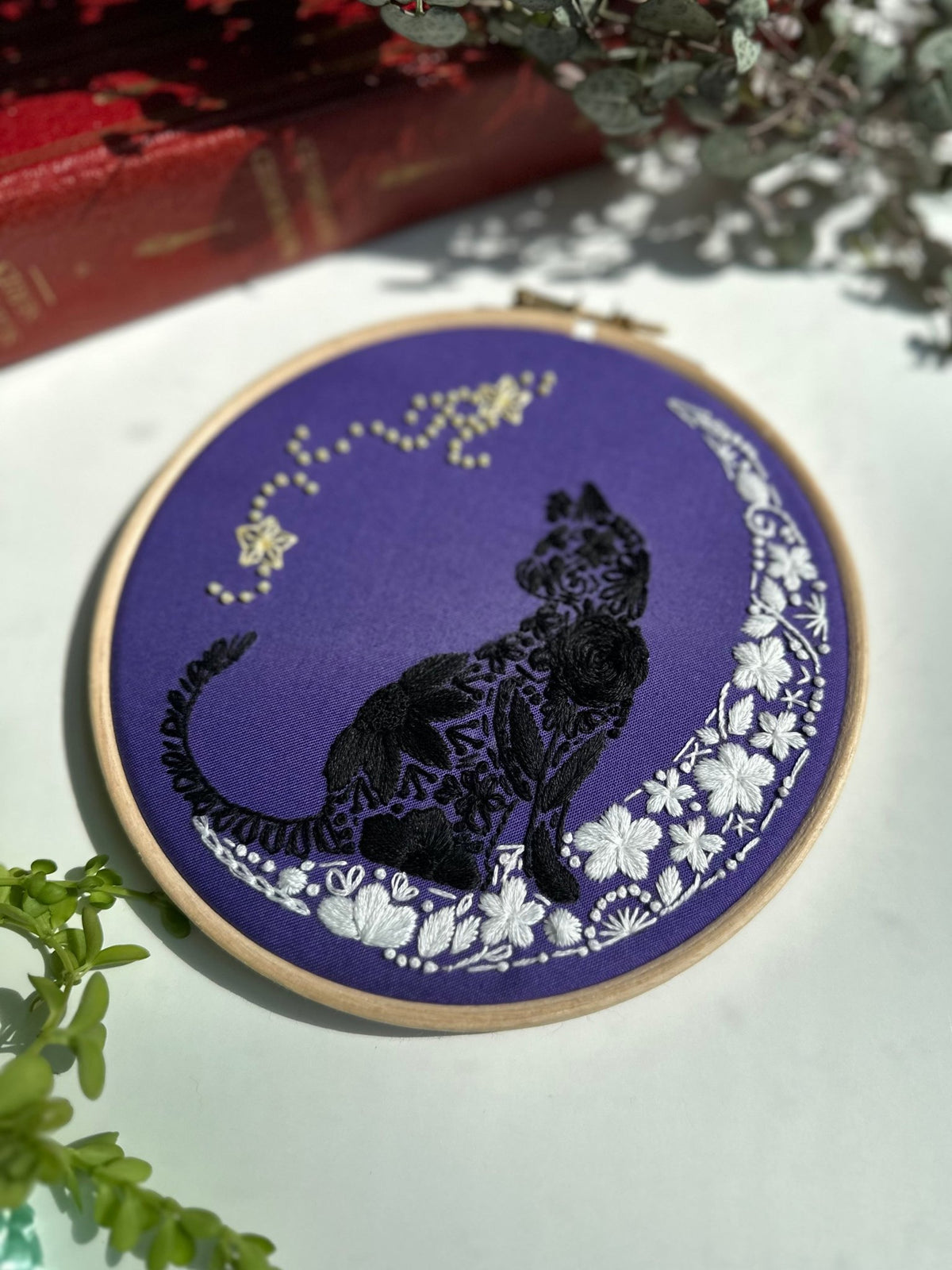 *Pre-order* 6" Beginner Moonbound Black Cat Embroidery Kit - Shop at Persephone's Hearth