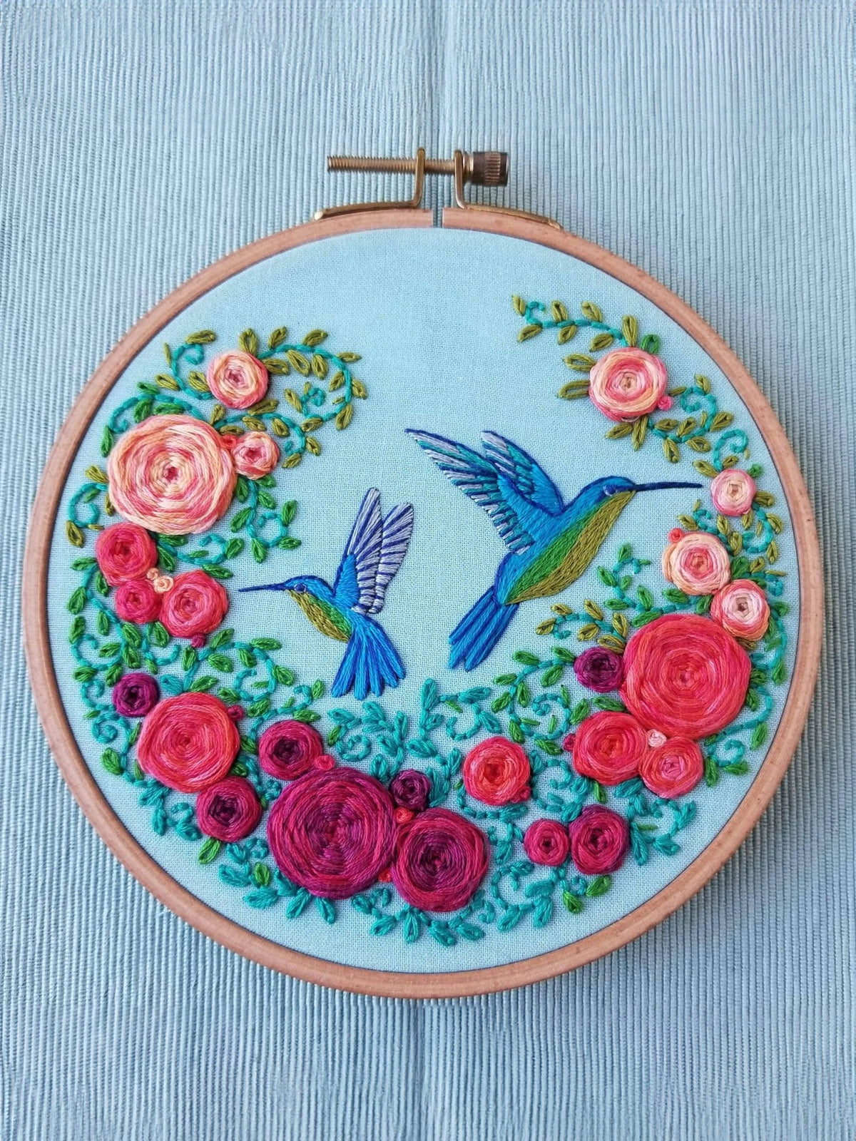 *Pre - order* 6" Beginner Summer Hummingbird Embroidery Kit - Shop at Persephone's Hearth