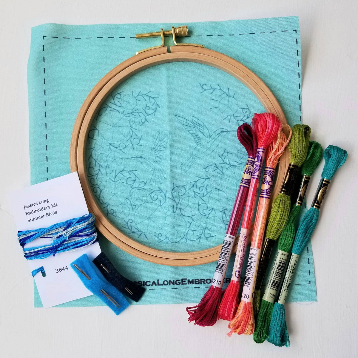*Pre - order* 6" Beginner Summer Hummingbird Embroidery Kit - Shop at Persephone's Hearth